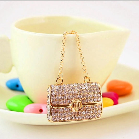 New Crystal Rhinestone handbag cute Key Chains or bag charm - Picture 2 of 5